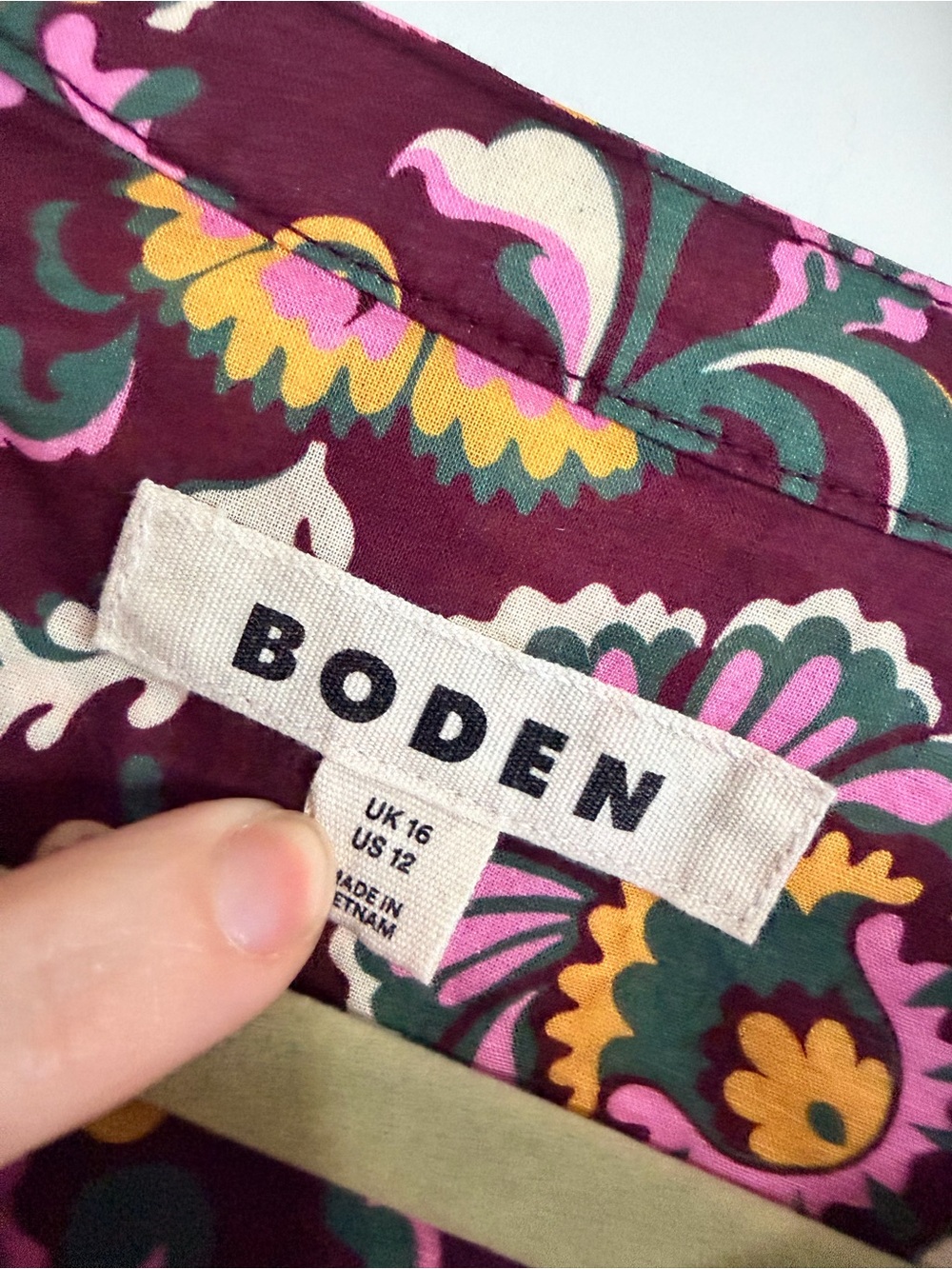 Boden Corrine Cotton Top Ornate Meadow Floral Blouse Dark Green - size 12 - Picture 6 of 9